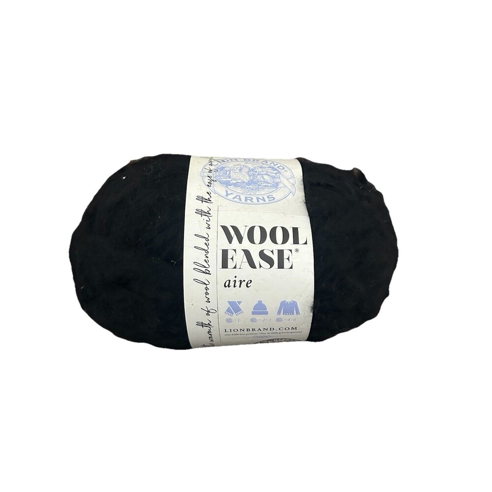 Lion Brand Wool Ease Aire Super Bulky Yarn Black 218 Yds Wool Blend
